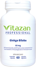 Ginkgo Biloba (60 mg á 24% Flavonoid Glycosides and 6% Terpene Lactones Standardized Extract) 60 veg capsules