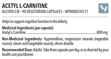 Load image into Gallery viewer, ACETYL L-CARNITINE 800MG PER CAPSULE -  90 CAPSULES