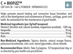 C+ BIOFIZZ™ EFFERVESCENT 144 G POWDER (ORANGE FLAVOUR)