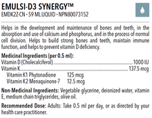 Load image into Gallery viewer, EMULSI-D3 SYNERGY™ + K1 + K2,  2 OZ (59 ML) - 120 SERVINGS