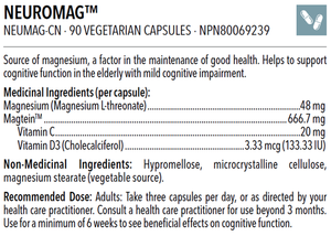 NEUROMAG™ MAGNESIUM L-THREONATE 90 VEGETARIAN CAPSULES (1 MONTH SUPPLY)