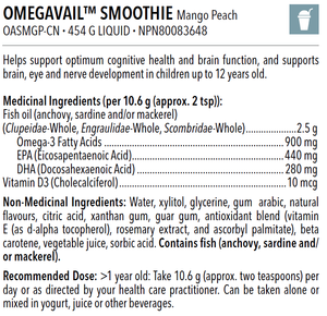 OMEGAVAIL SMOOTHIE MANGO PEACH FLAVOUR 16 OZ, 473 ML