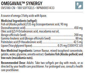 OMEGAVAIL SYNERGY 180 SOFTGELS [2 MONTHS SUPPLY]