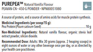PURE PEA VANILLA 450 GRAMS / 1 LB